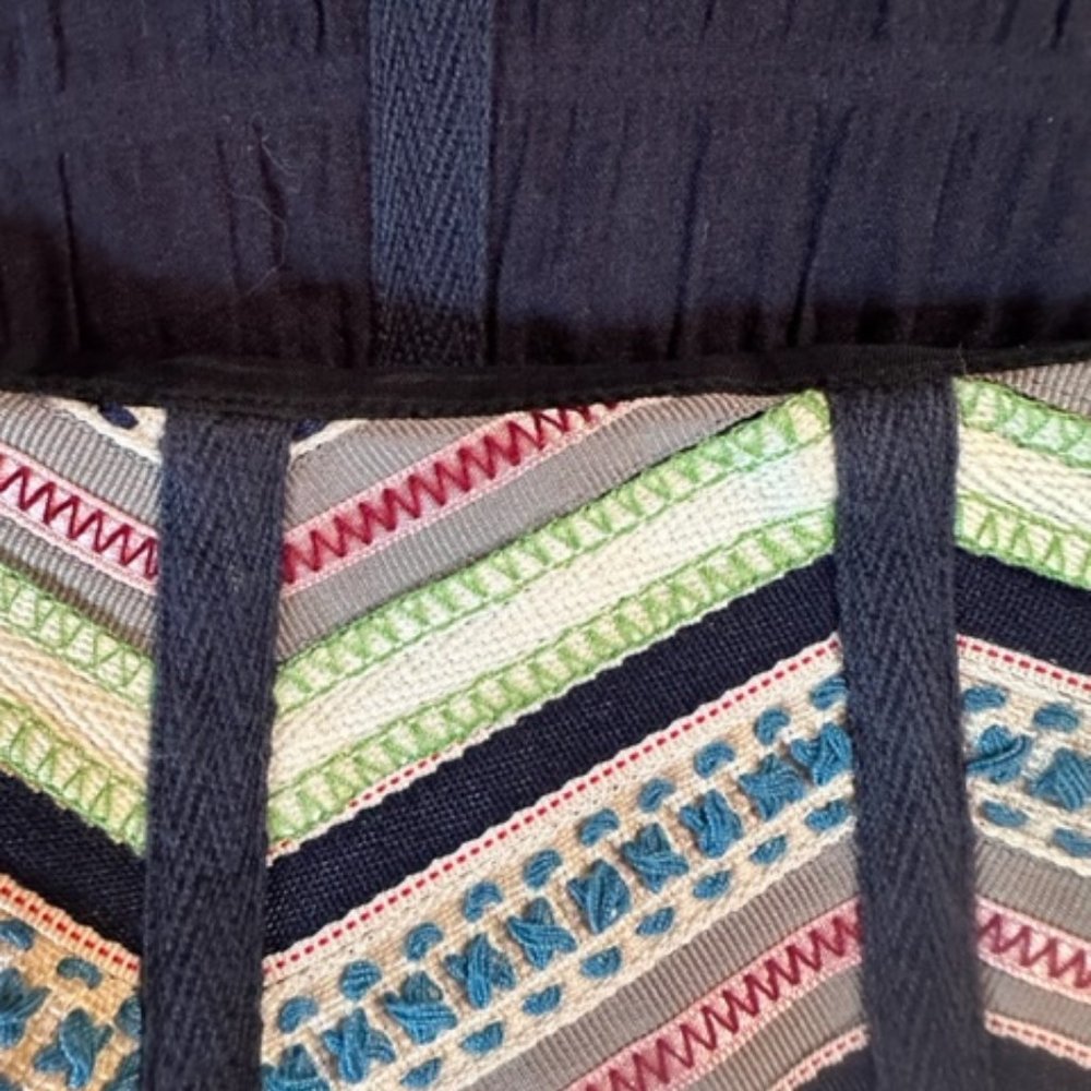 NANETTE LEPORE Navy, Cream, Green, Red and Blue Gros Grain Ribbon Skirt - 6 - Picture 5 of 9